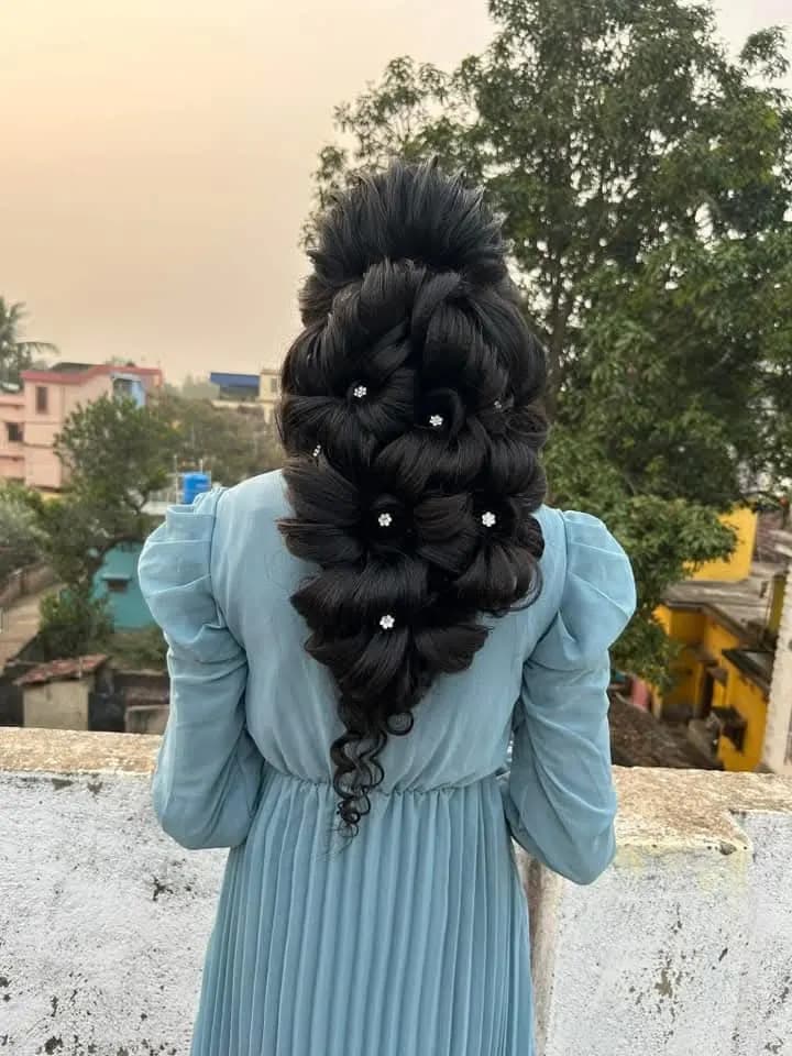 Floral Bubble Braid Hairstyle by Prerana's Makeover